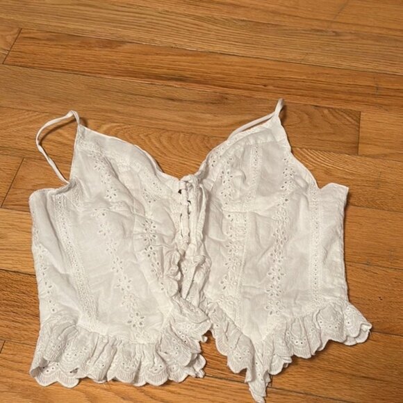 💜 SHEIN White Lace Trimmed Women's Top Size large - Picture 1 of 3